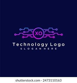 XO initial monogram for technology logo with circle style design