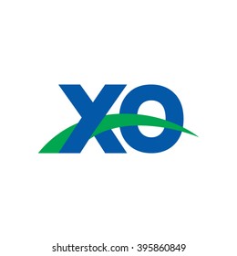 XO initial overlapping swoosh letter logo blue green