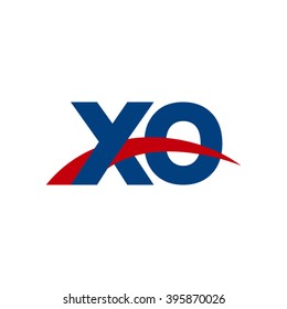XO initial overlapping swoosh letter logo blue red