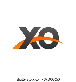 XO initial overlapping swoosh letter logo black orange