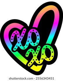 xo xo kisses heart valentines day colorful bright rainbow graphic design