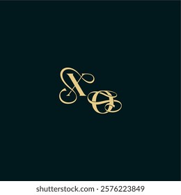 XO letter elegant and curvy style monogram wedding logo initial bold concept design