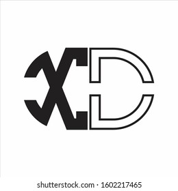 XO Letter logo monogram with oval shape negative space design template white background