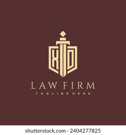 XO letter monogram for law firm with sword and shield logo image