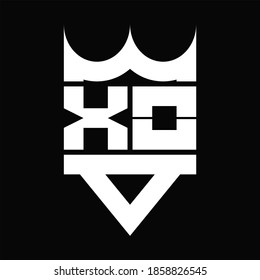 XO Logo monogram with crown shape isolated on Black background