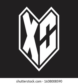 XO Logo monogram with emblem line style isolated on black background