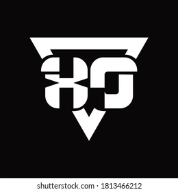 XO Logo monogram with triangle shape rounded design template on black background