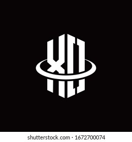 XO monogram logo in a hexagon style and surrounded by a ring