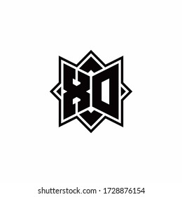XO monogram logo with square rotate style outline design template