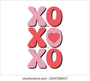 XO XO XO Retro SVG,Valentine SVG,Valentine Groovy,Liebhaber T-Shirt Design,Valentine Zitate,Dateien schneiden