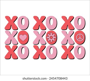 Xo Xo Xo Retro Svg,Valentine Svg,Valentine Groovy,Lover T-shirt Design,Valentine Quotes,Cut Files