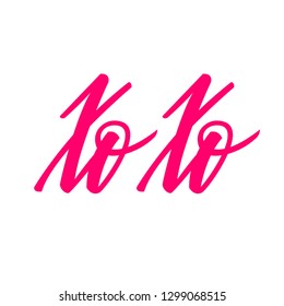 Xo Xo. Romantic lettering isolated on white background. Vector illustration for Valentines day greeting cards, posters, print on T-shirts and much more.