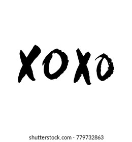 XO XO text card. Vector illustration isolated on white  background with hand lettering.