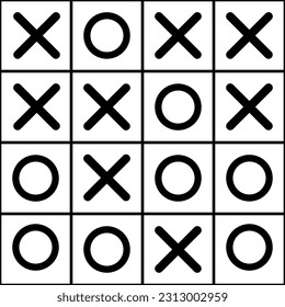 xo oder tictactoe Spiel nahtlose Muster Hintergrund. Schaltbild des Spiels mit Kreuzen und Nullen.