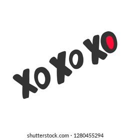 Xo xo xo. Valentine's day Sticker for social media content. Vector hand drawn illustration design. Bubble pop art comic style poster, t shirt print, post card, video blog cover