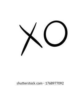 XO Vector illustration on white background. Modern brush calligraphy. For cards, posters, decor, t shirt design, logo.