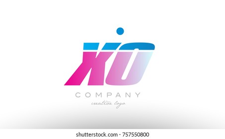 xo x o alphabet letter combination in pink and blue color. Can be used as a logo for a company or business with initials