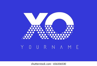 XO X O Dotted Pattern Letter Logo Design Vector with Blue Background.