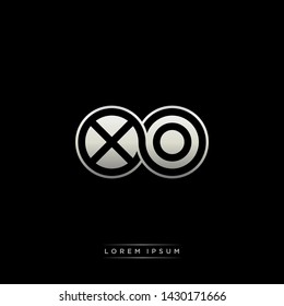 XO X O initial letter linked circle capital monogram logo modern template silver color edition