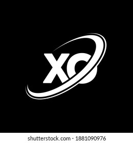 XO X O letter logo design. Initial letter XO linked circle uppercase monogram logo white color. XO logo, X O design. xo, x o