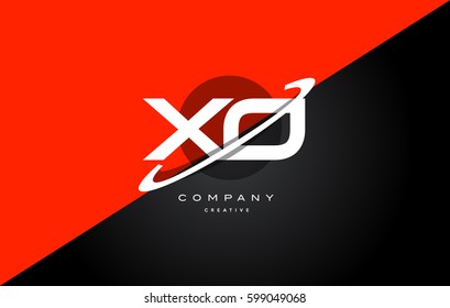 xo x o  red black white technology swoosh alphabet company letter logo design vector icon template 
