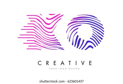 XO X O Zebra Letter Logo Design with Black and White Stripes Vector