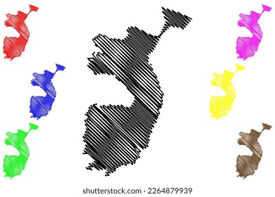 Xochistlahuaca municipality (Free and Sovereign State of Guerrero, Mexico, United Mexican States) map vector illustration, scribble sketch Xochistlahuaca map