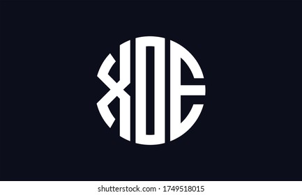 Plantilla de logotipo XOE Circle Emblem Resumen Monograma Letra Mark Vector