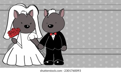 xoloitzcuintle couple married cartoon background illustration in vector format