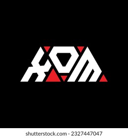 XOM triangle letter logo design with triangle shape. XOM triangle logo design monogram. XOM triangle vector logo template with red color. XOM triangular logo Simple, Elegant, and Luxurious design.
