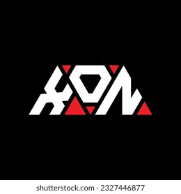 XON triangle letter logo design with triangle shape. XON triangle logo design monogram. XON triangle vector logo template with red color. XON triangular logo Simple, Elegant, and Luxurious design.