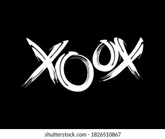 Xoox (hello) Lettering Text on black background in vector illustration