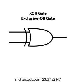 XOR Gate. electronic symbol of open switch Illustration of basic circuit symbols. Electrical symbols, study content of physics students.  electrical circuits.
