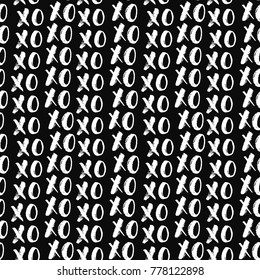 XOXO brush lettering signs seamless pattern, Grunge calligraphiv c hugs and kisses Phrase, Internet slang abbreviation XOXO symbols, vector illustration.