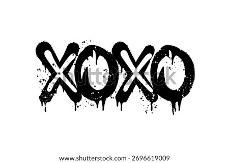 XOXO graffiti text with dripping paint and street art style