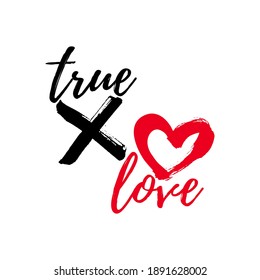 XoXo hand drawn kisses sign, icon, logo with red and black heart and cross. Grunge brush lettering X O kiss symbol and text true love.  Valentine’s day greeting card, poster, banner, flyer, placard.