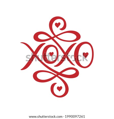 Xoxo hand drawn phrase calligraphy. Valentine's day slogan typography. Vector illustration.