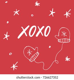 Xoxo. Hand lettering calligraphic Christmas type poster
