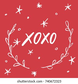 Xoxo. Hand Lettering Calligraphic Christmas Type Poster