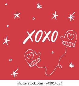 Xoxo. Hand Lettering Calligraphic Christmas Type Poster