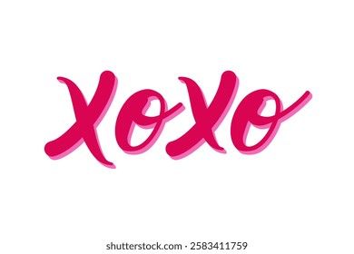 XOXO handwritten in cursive calligraphy text for love note in vector