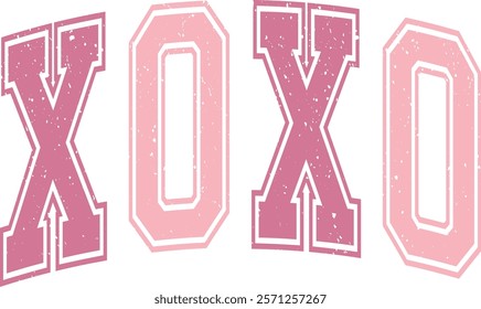 Xoxo - Happy Valentine's day T-shirt Design, Valentine Varsity T-shirt design, Retro Valentine, retro Varsity, Love Heart Vector file, boho varsity, boho design