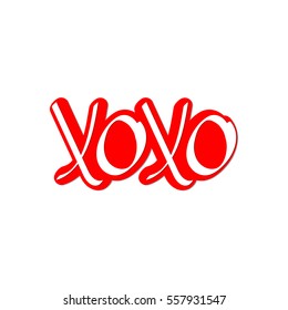 XOXO, hugs and kisses, calligraphy lettering, sticker design template, vector illustration