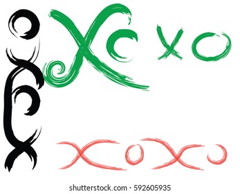 XOXO, hugs and kisses, isolated sticker, calligraphy lettering. Hand drawn lettering Xoxo. perfect design element for banner, flyer, postcard or poster.