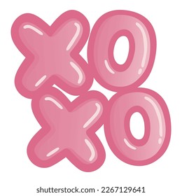 XOXO (Hugs and Kisses) Kiss Pink Letter Sign Vector Illustration Icon