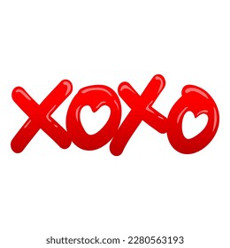 XOXO (Hugs and Kisses) Kiss Pink Letter Sign Red Candy Jelly Vector Illustration Icon