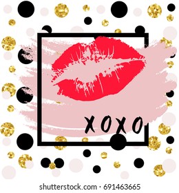 XOXO hugs and kisses lipstick kiss