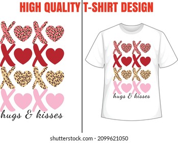 xoxo hugs and Kisses Valentine Sublimation Designs valentine day t-shirt design