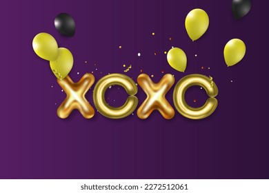 XoXo illustration in colorful balloons with highlights. Symbol of love, congratulations on the holiday.