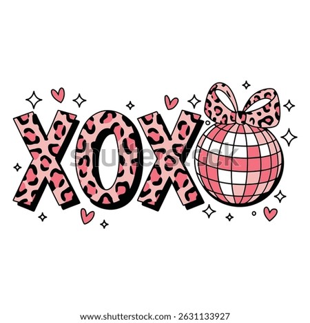 XOXO Leopard Print and Disco Ball Illustration